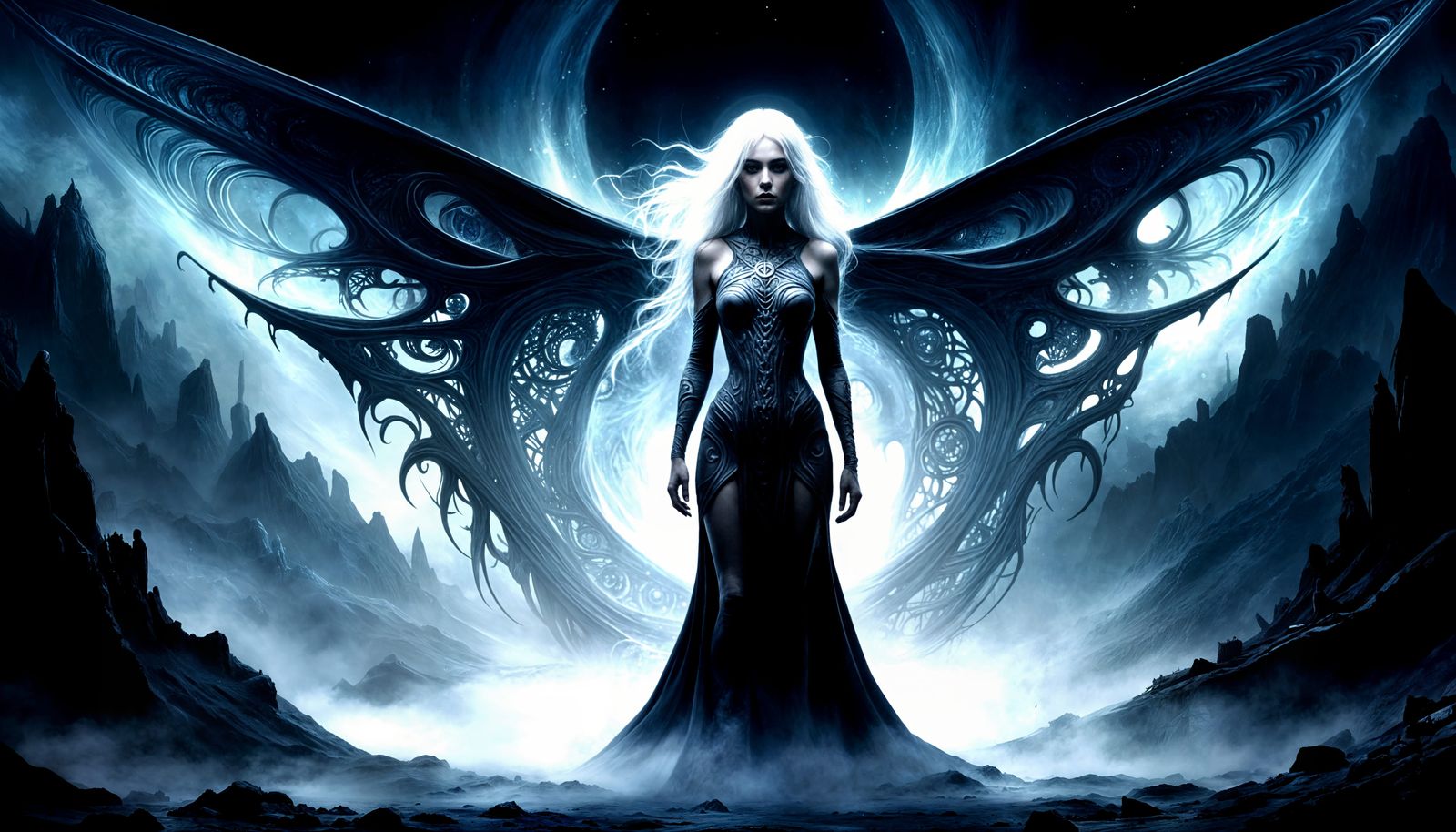 Ethereal Cosmic Horror Goddess in Starlight Cloak