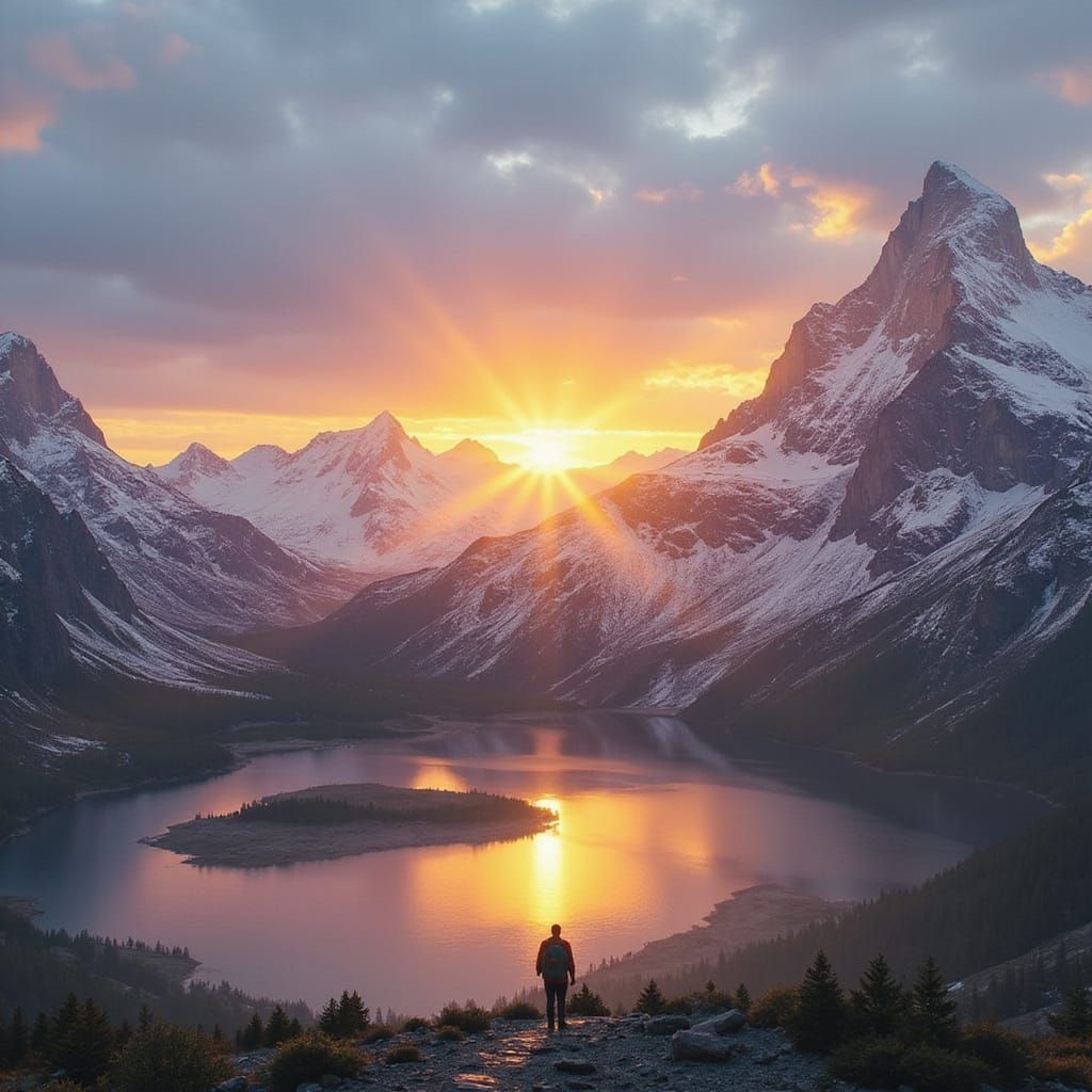 Epic Mountain Ascent in Winter Sunrise