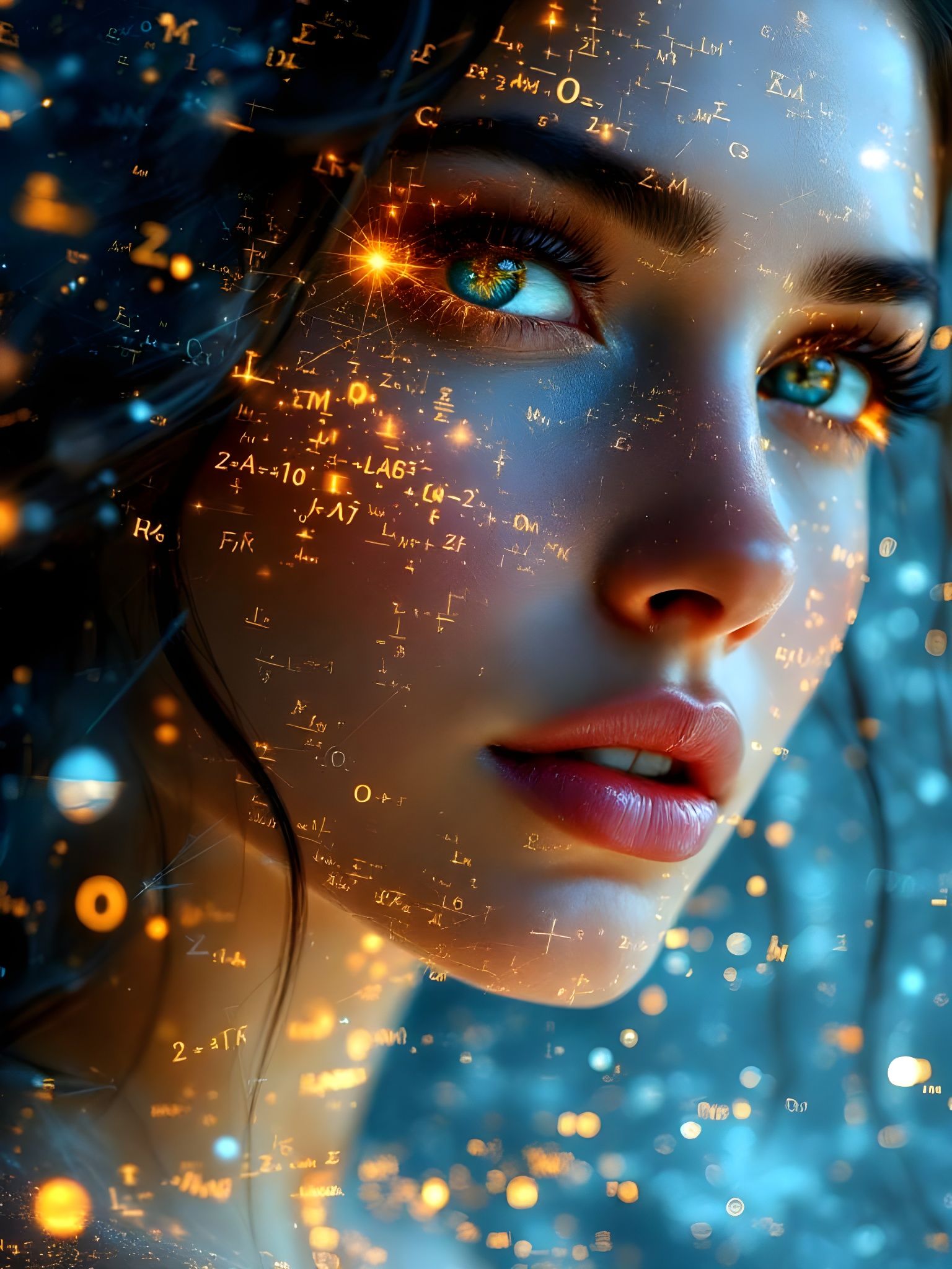 Ethereal Beauty: Holographic Equations in Cyberpunk Style