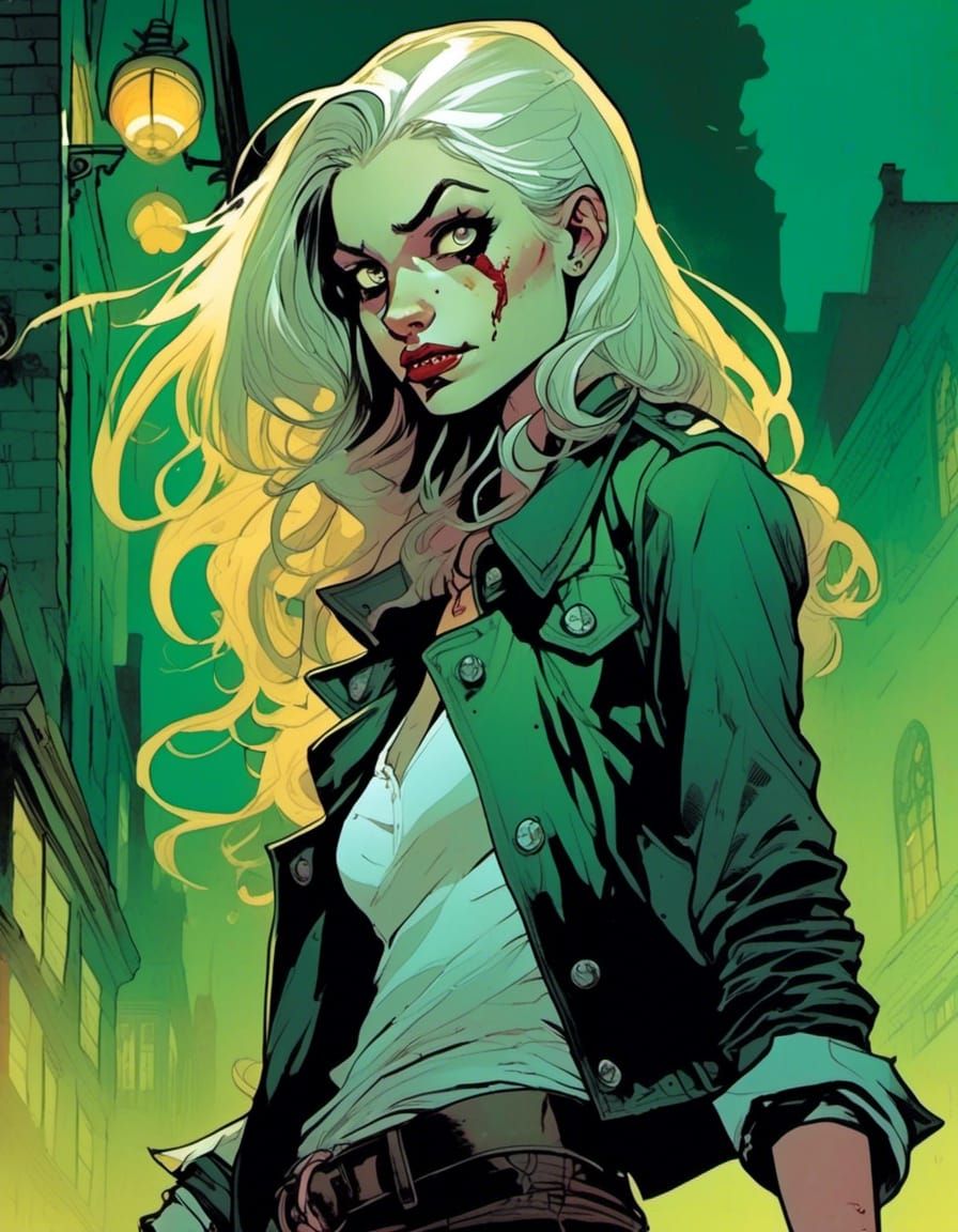 Estonian Vampire Girl Portrait in Comic Book Style