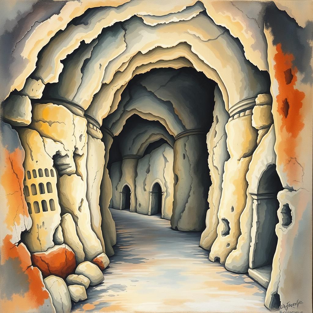 Wieliczka Salt Mine in Gouache Style