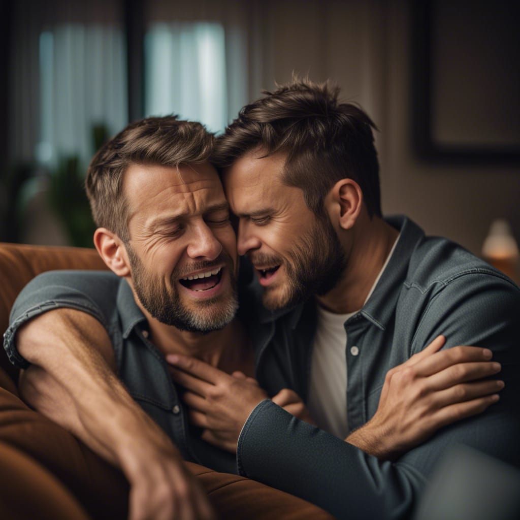 Emotional Male Couple Hugging: Professional Photography