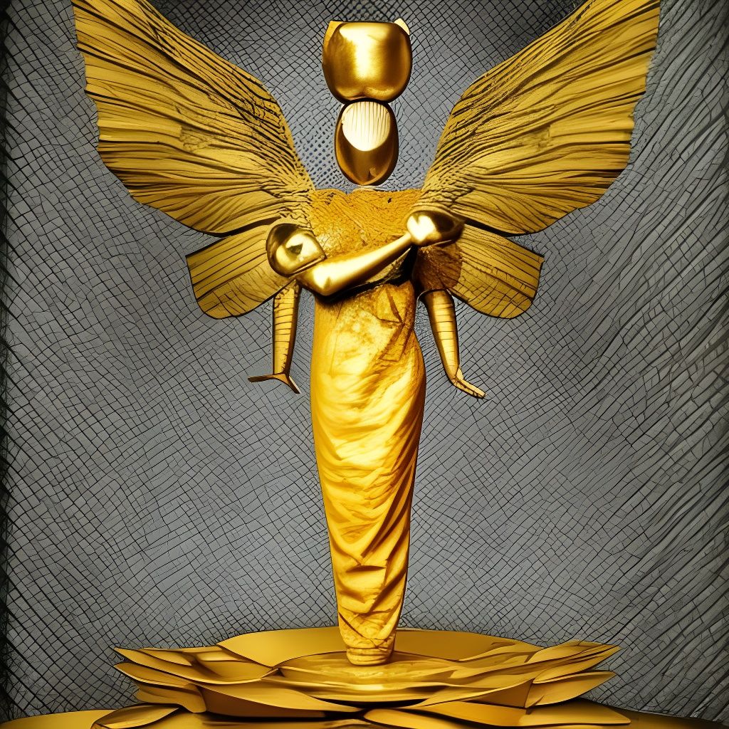 Ornate Gold Statue in Oil Painting Style