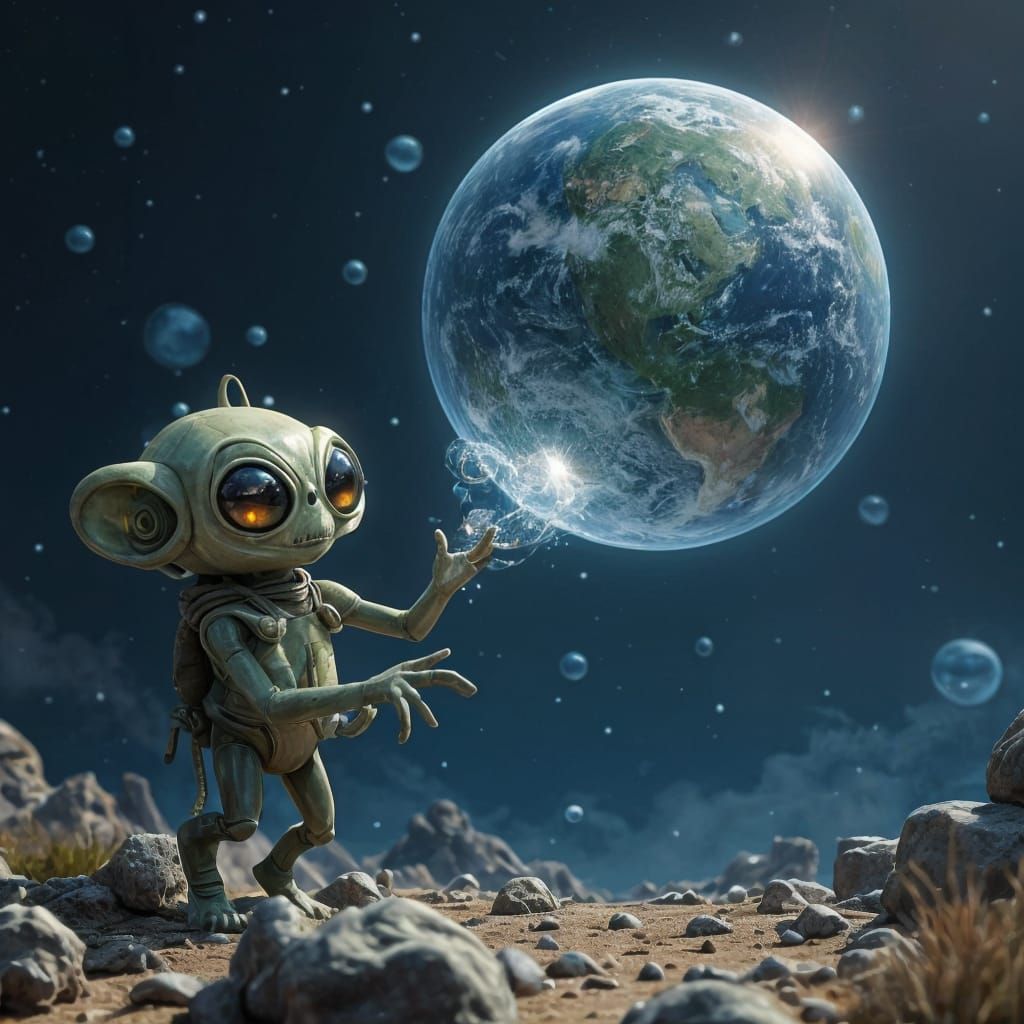 Alien Creates Solar System with Soap Bubbles