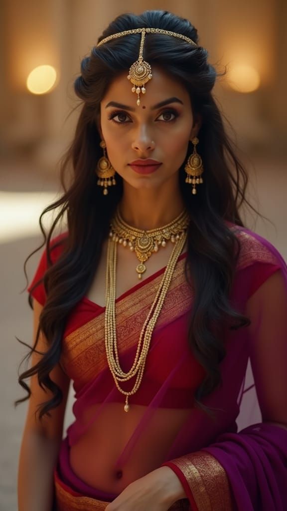 Beautiful Indian Woman in Saree, Cinematic Film Still
