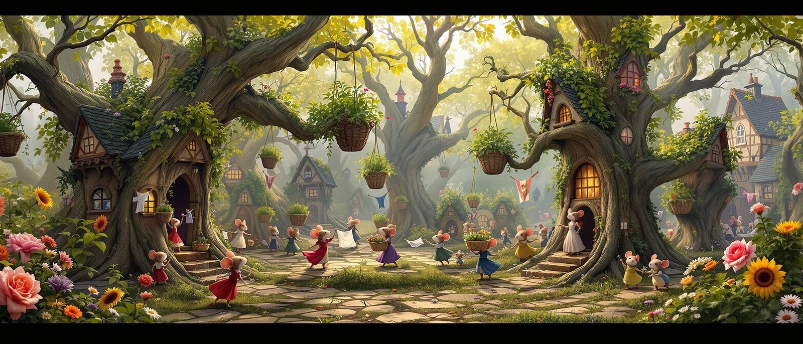 Detailed Mouse Village in Fantasy Style