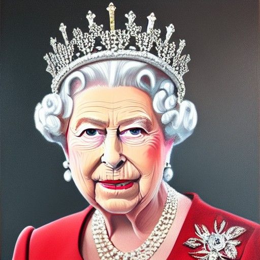 Queen Elizabeth II Portrait in Oil Paint