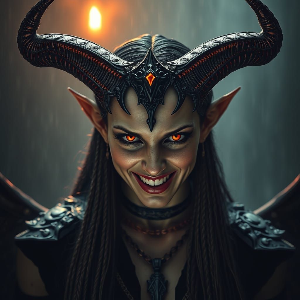 Lilith: Ancient Queen and Demoness in Hyperrealistic Style