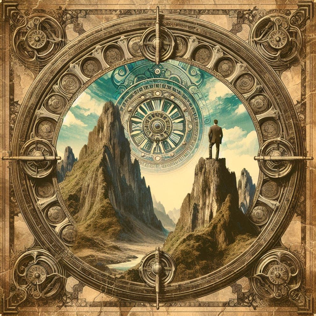 Intricate Clockwork Design on Aged Parchment