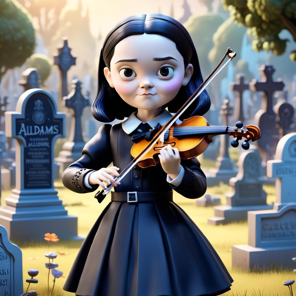 Wednesday Addams Action Figure in Graveyard