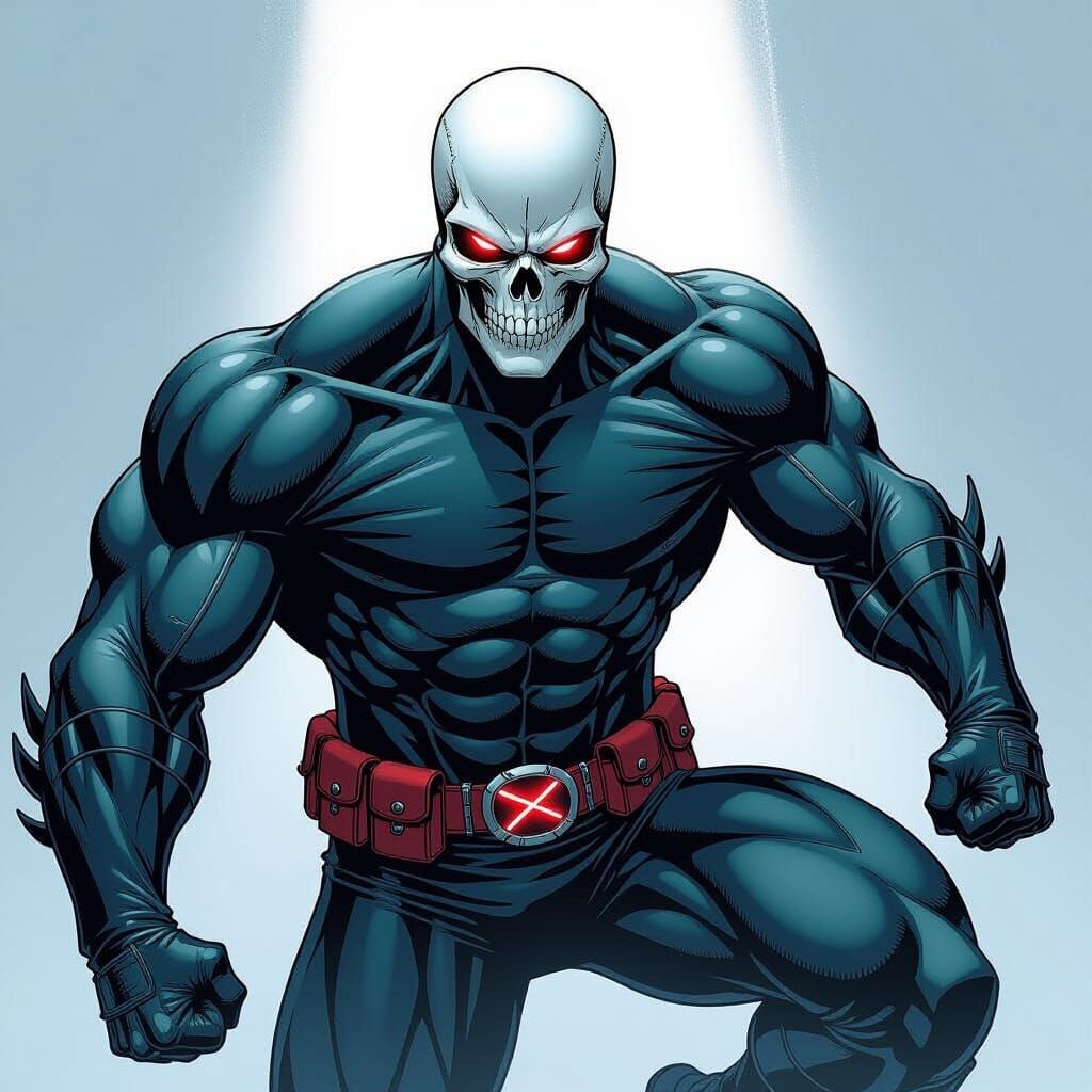 Skull Mask Superhero in High-Tech Suit