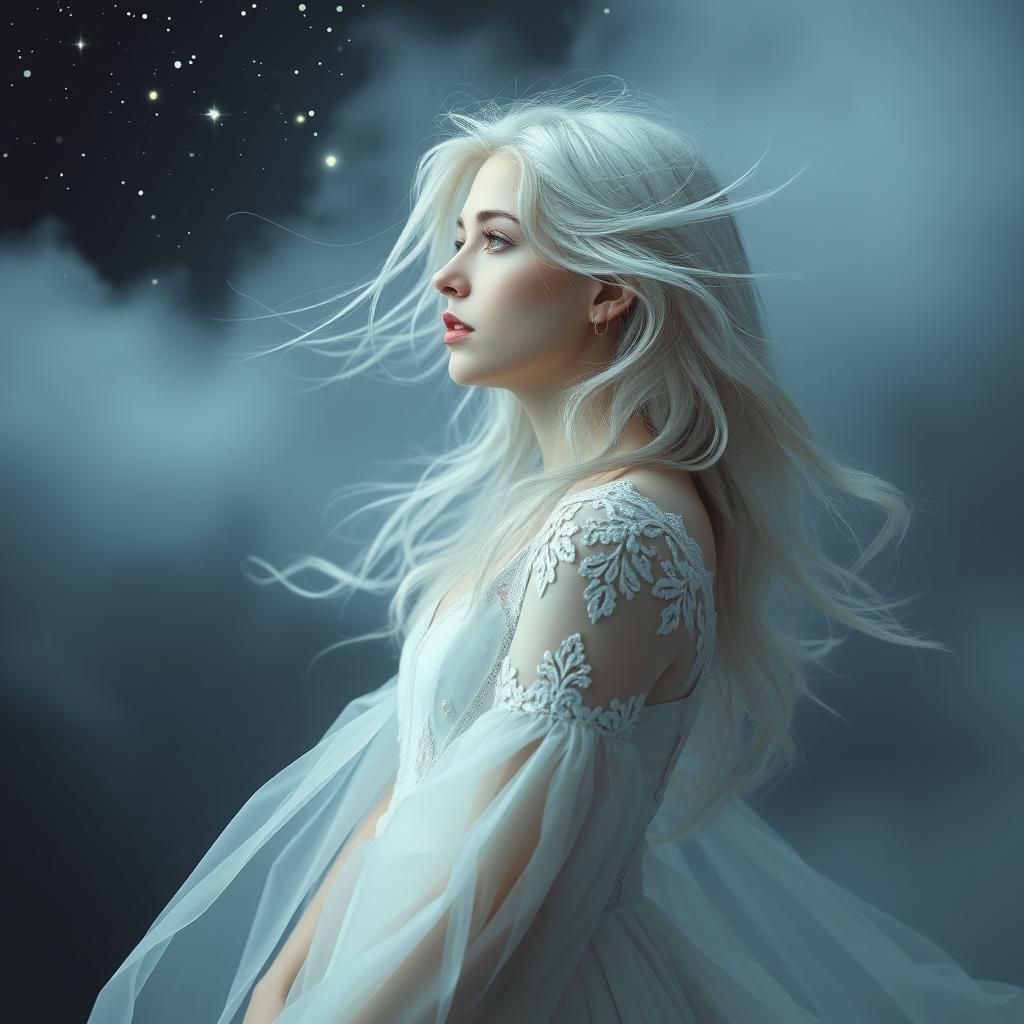 Melancholic Woman in Dreamlike, Romantic Style