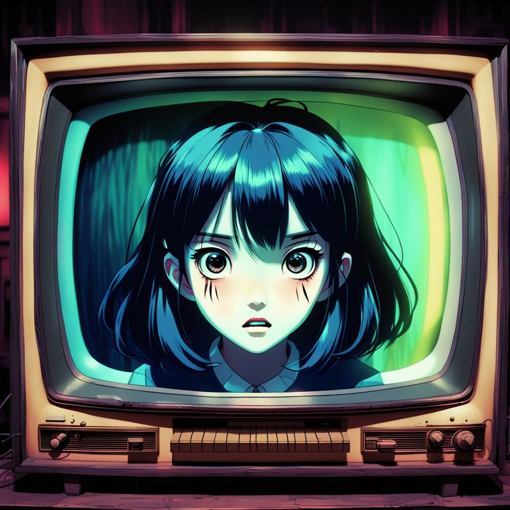 Kawaii Horror Girl Trapped in Haunted TV Screen