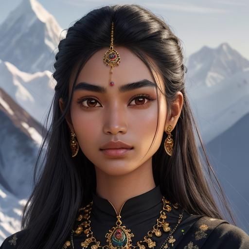 Realistic Portrait of a Beautiful Nepali Girl