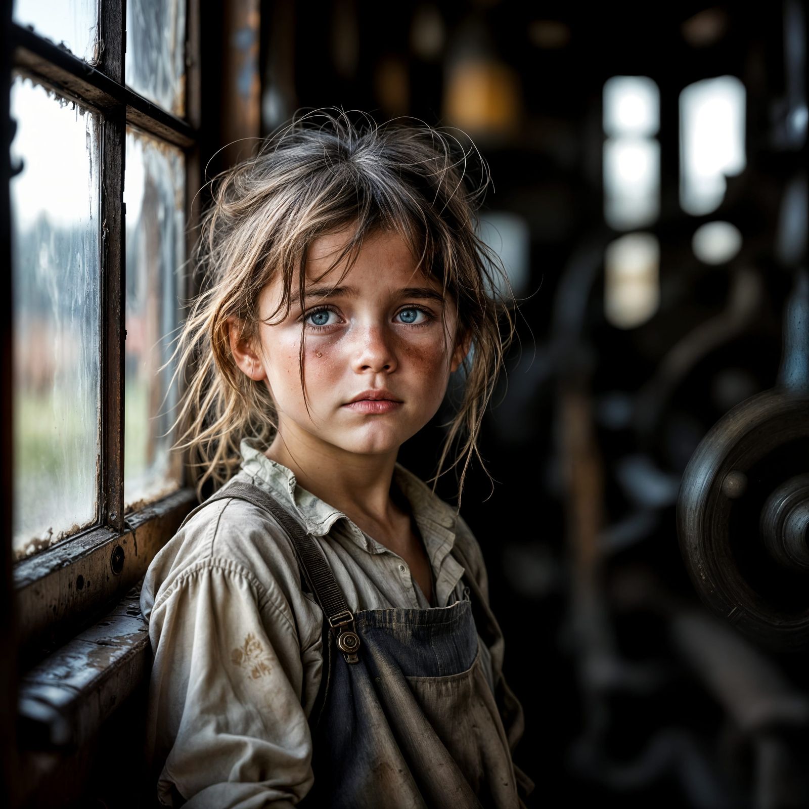 Child Factory Worker in 1800s, Realistic