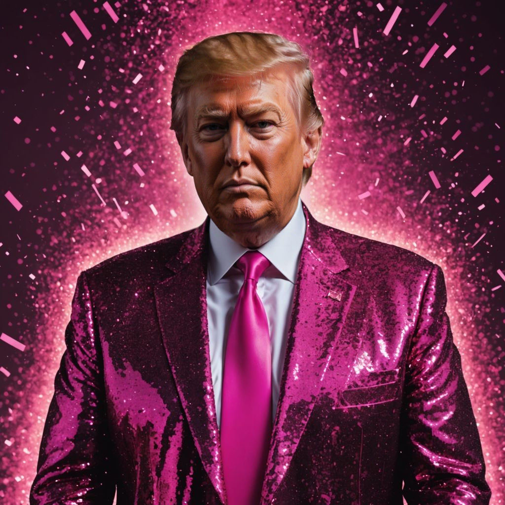 Donald Trump in Vibrant Pink Glitter Attire