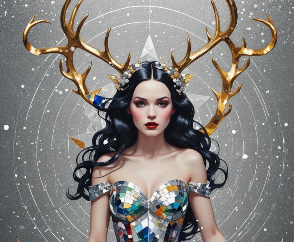 Space Mermaid Snow White with Antlers: Pop Art