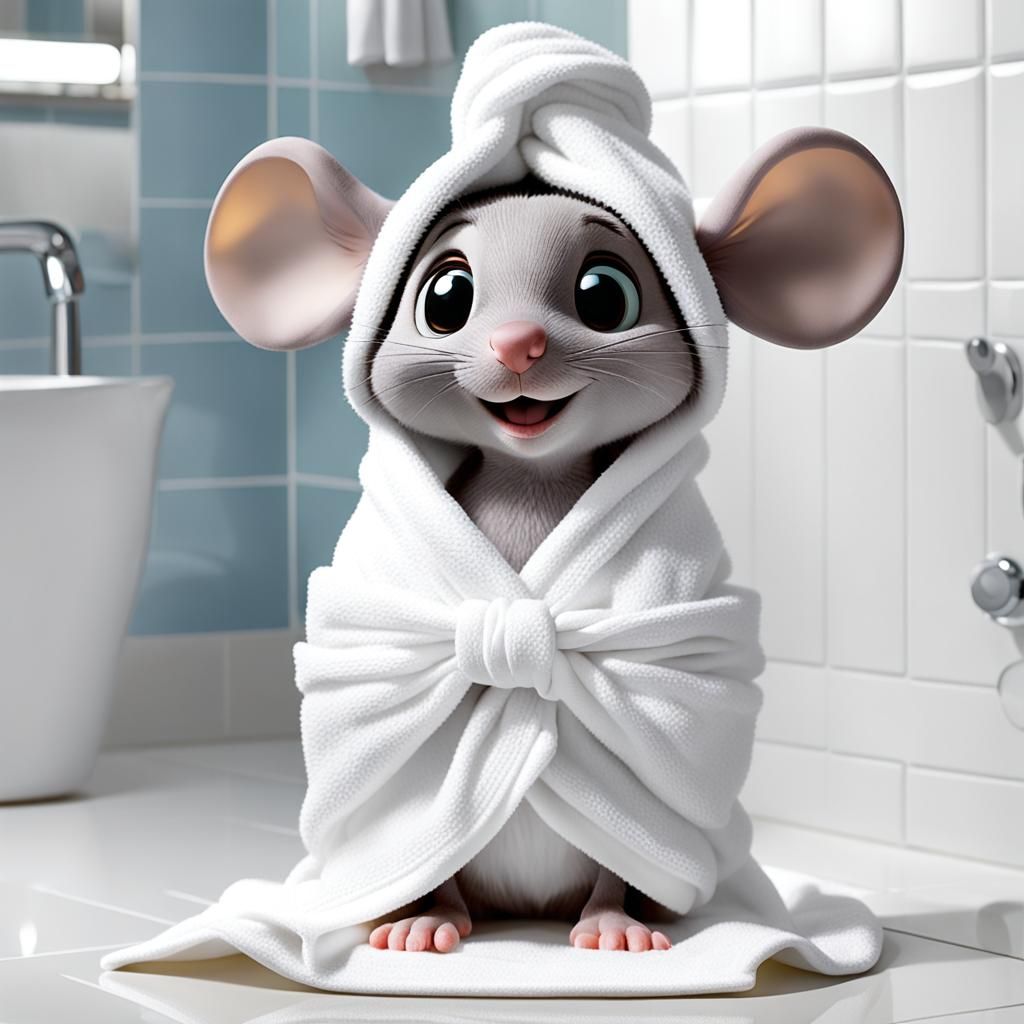 Pixar Mouse with Towel in Bathroom