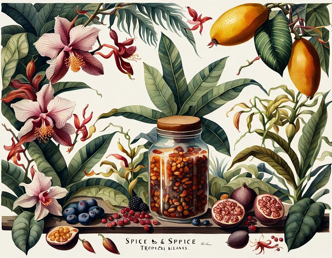 Tropical Spice Trades in Moody Watercolor