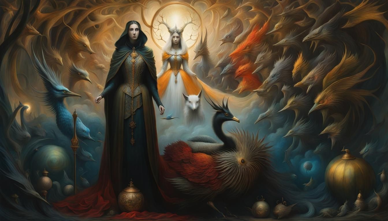 Sinister Surreal Masterpiece in Mixed Media