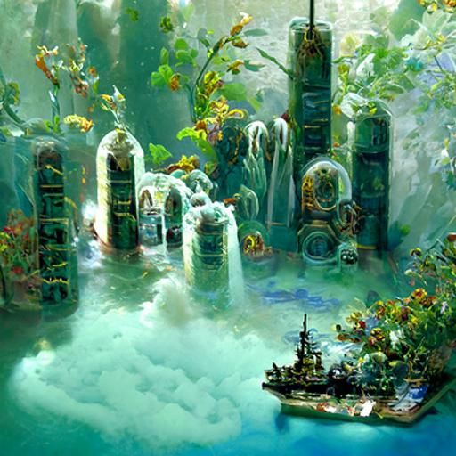 Ethereal Underwater Lost City in Fantasy Style