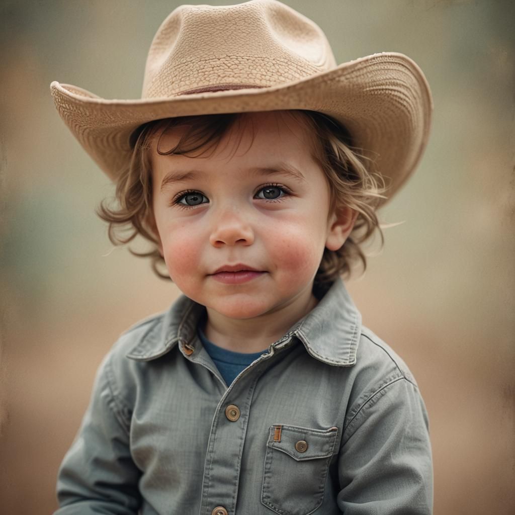 Oversized Cowboy Hat: Toddler Portrait in Soft Light