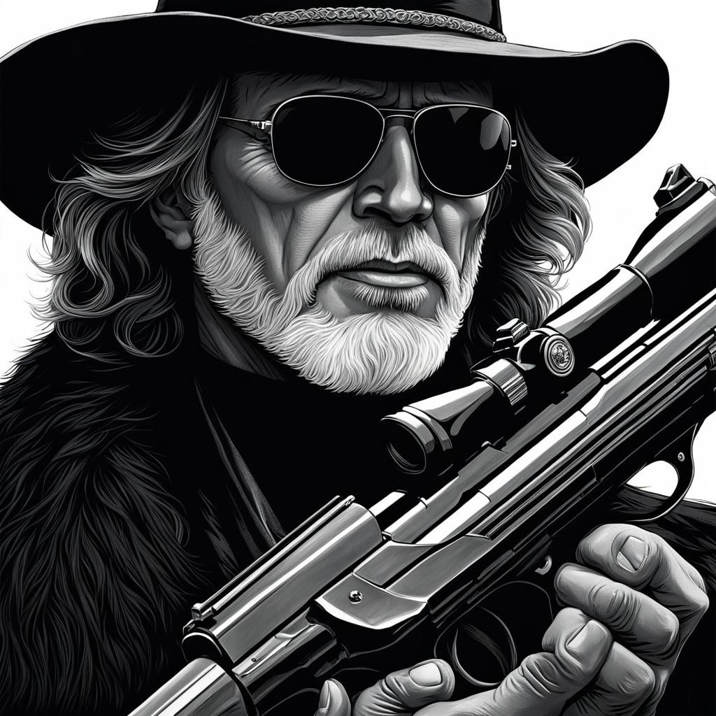 Man in Cloak with Shotgun, Raven Core Style