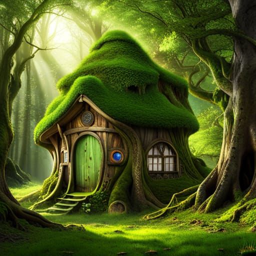 Whimsical Fairy Cottage in Gnarled Tree