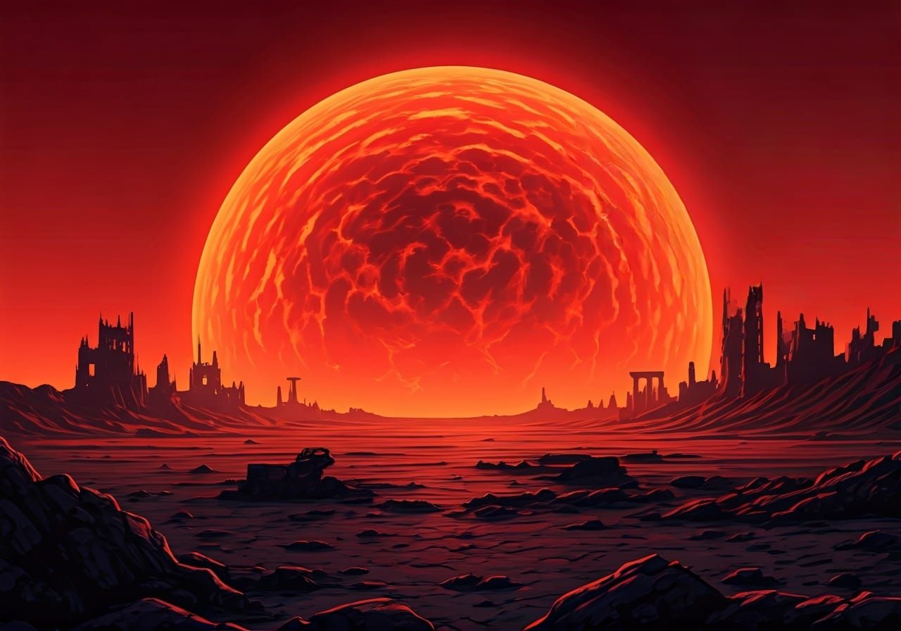 Apocalyptic Wasteland Sunrise in Dystopian Style