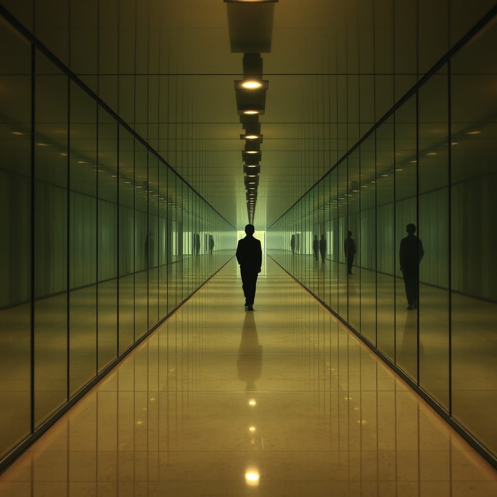 Surreal Mirror Tunnel of Infinite Reflections