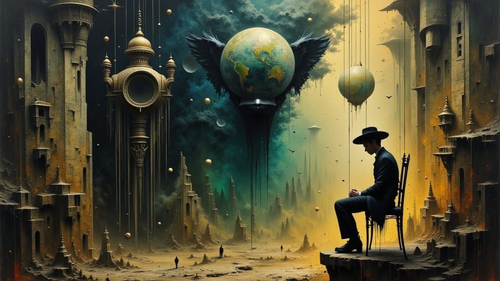 Surreal Painting: Puppeteer's Strings Snap, Nations Freed