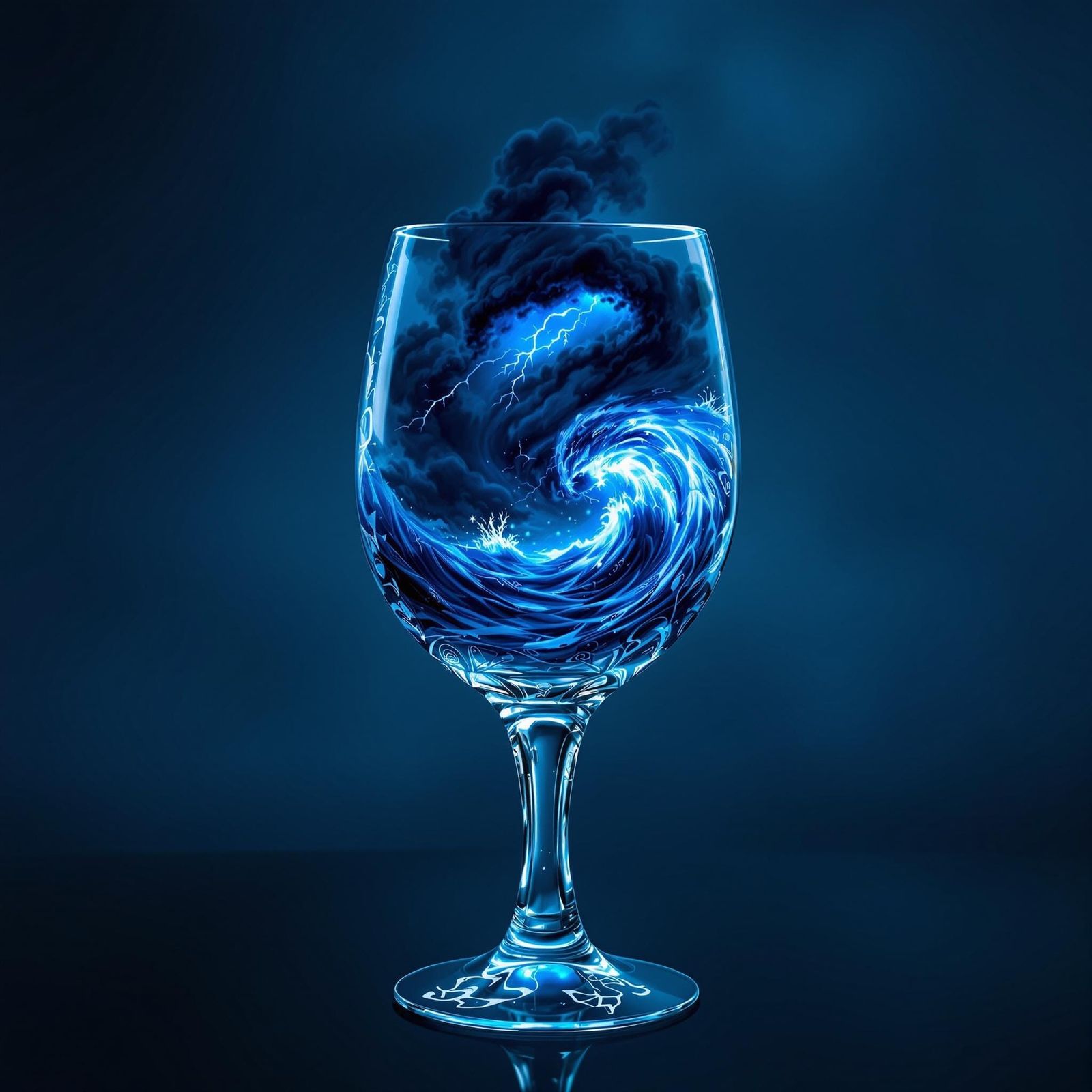 Whimsical Futuristic Glass Container Holds a Miniature Turbu...