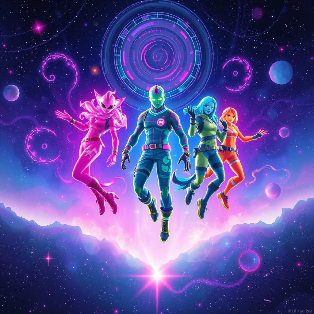 Ethereal Fortnite Skins in Iridescent Cosmic Landscape