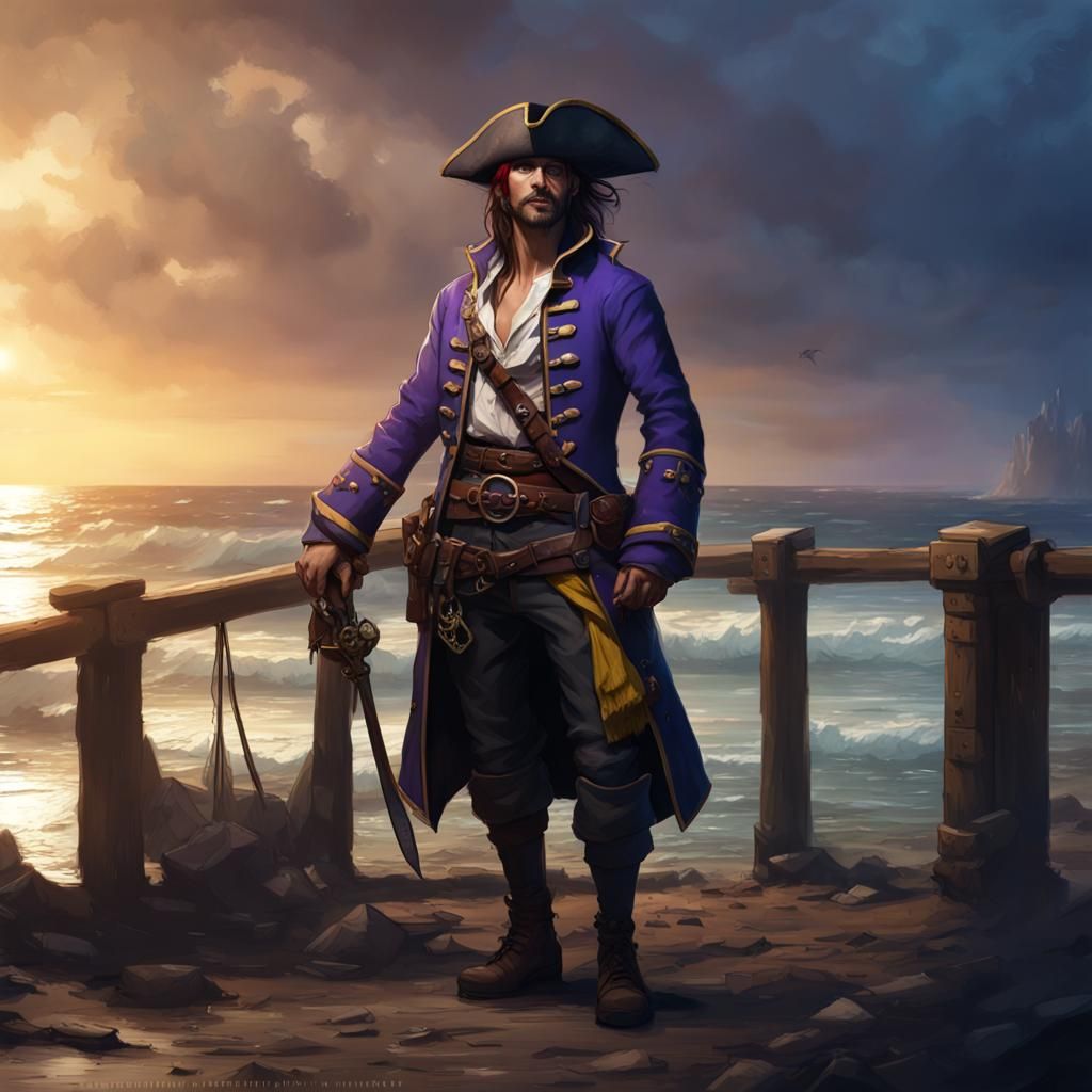 Pirate on the Beach: Dark Fantasy Concept Art