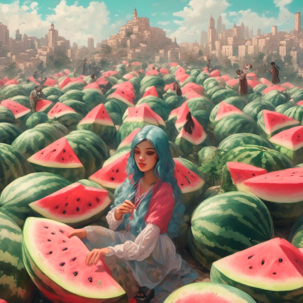 Palestine Support Art: Watermelon Matte Painting