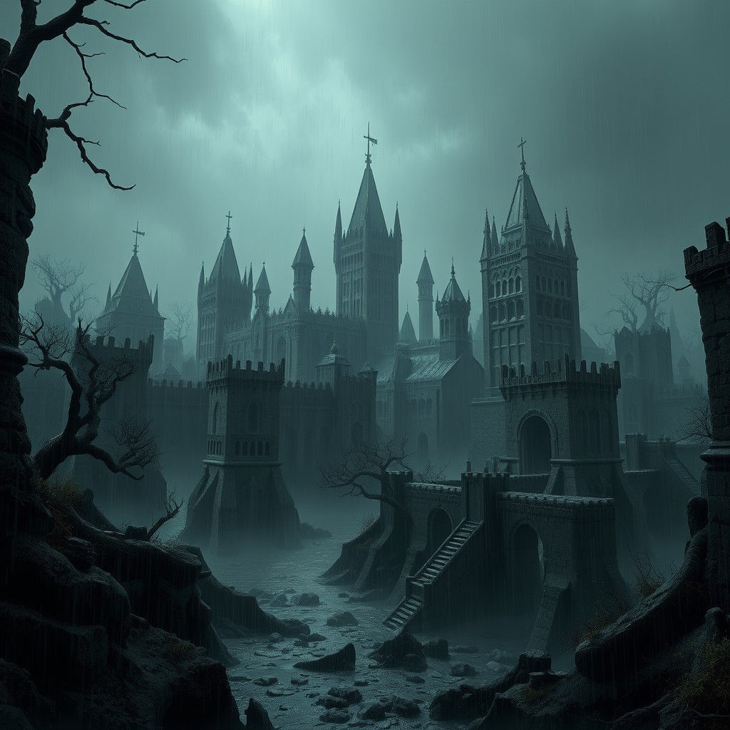 Gloomy Demonic City in Sinking Swamp