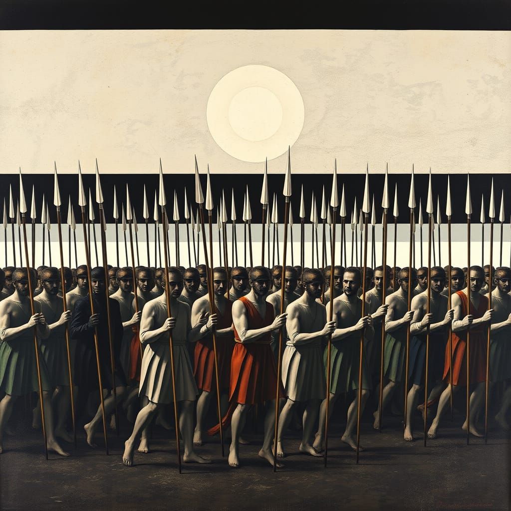 Philosophical Phalanx of Spears in Abstract Style