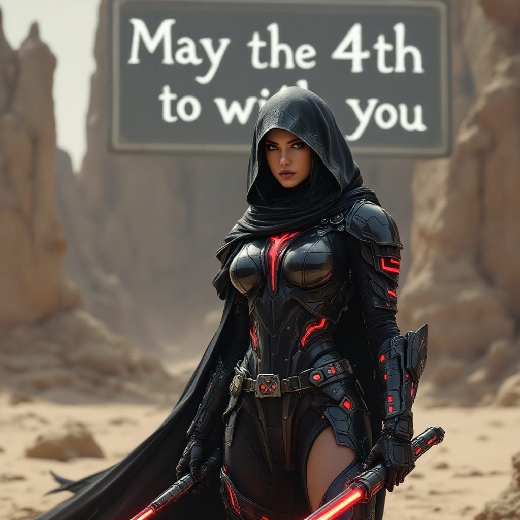 Epic Warrior in Futuristic Desert World, Brutal Realism Styl...