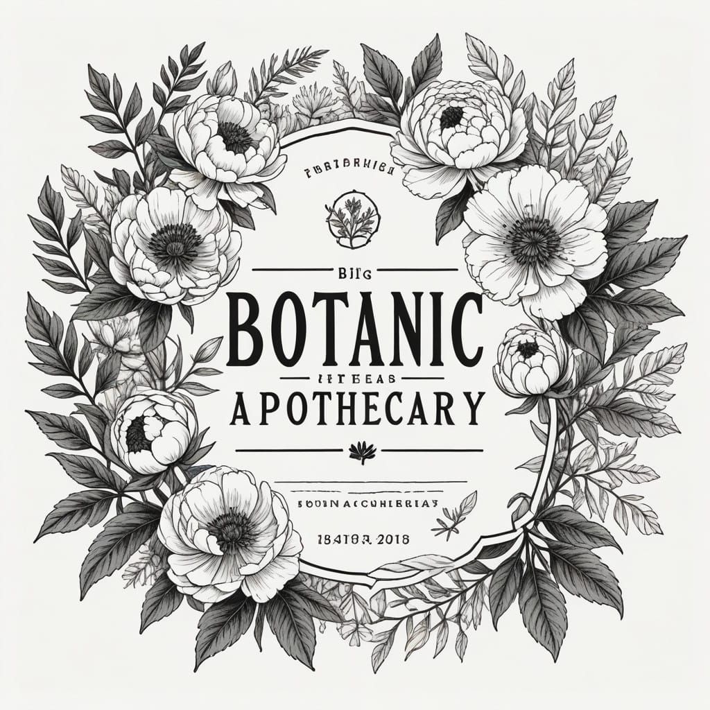 Botanic Apothecary Logo in Vintage Style