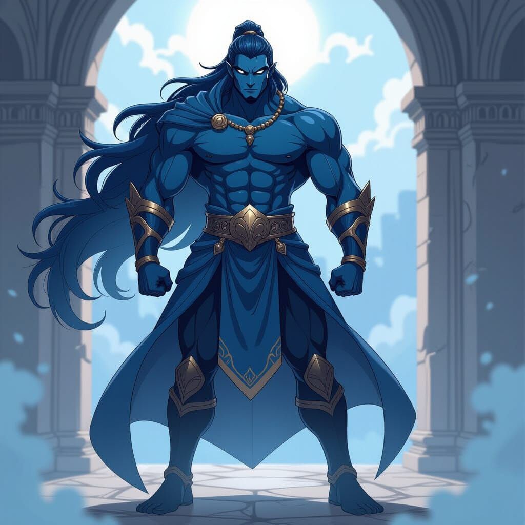 Anime Atlantean Warrior in Studio Trigger Style