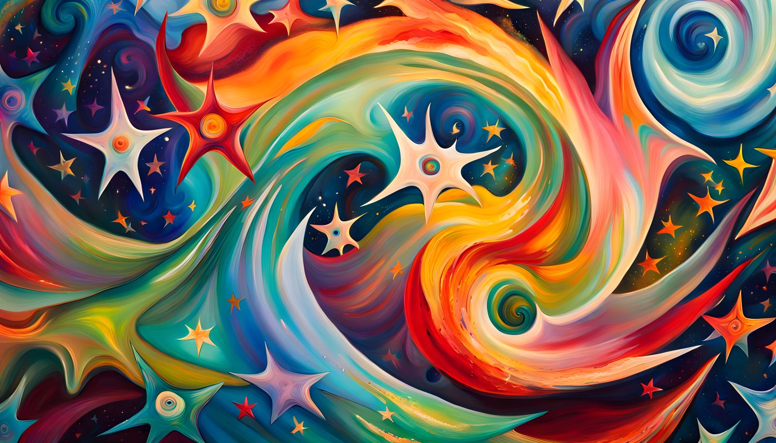 Iridescent ProtoStar Cluster Formation in Abstract Style