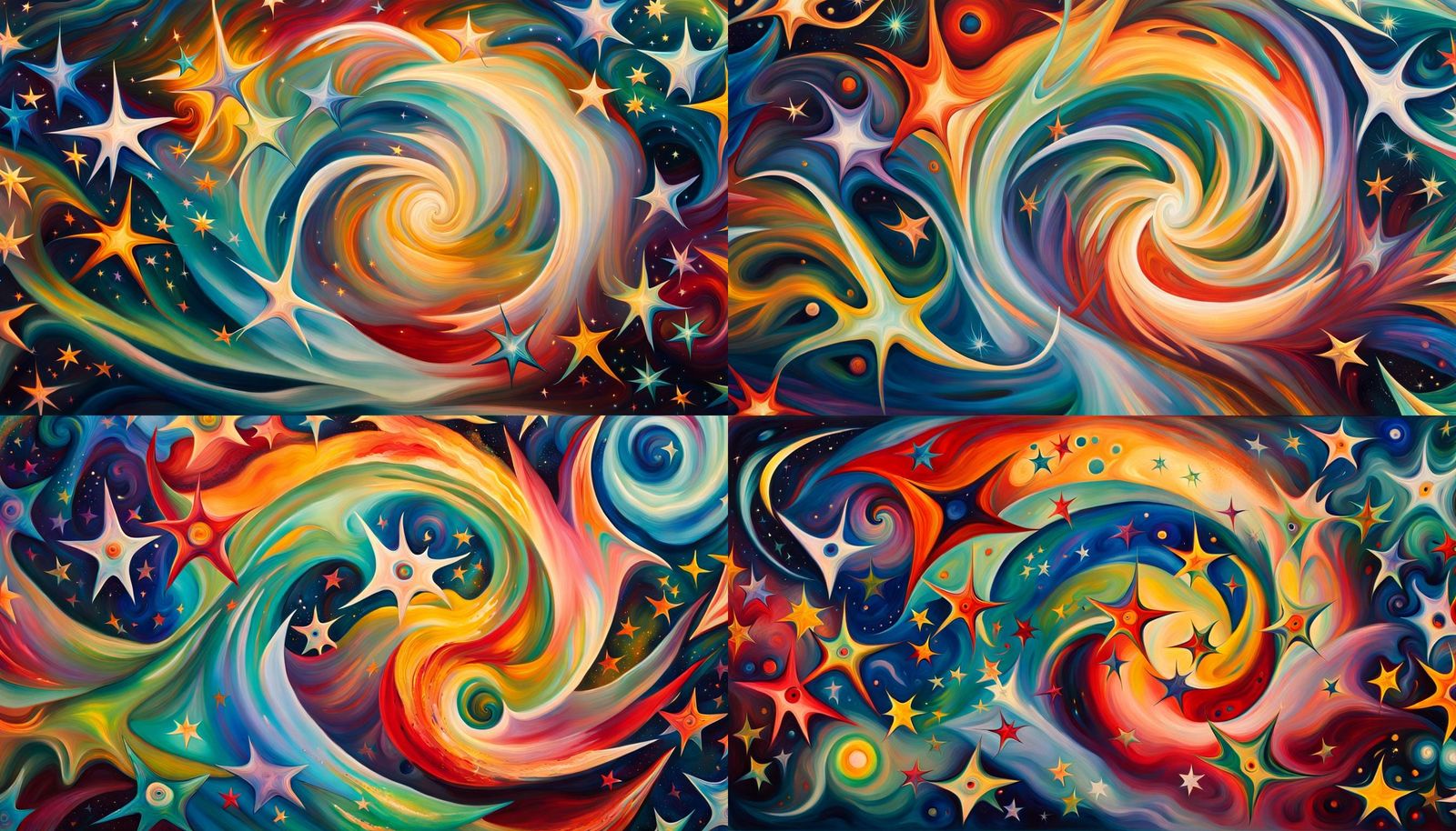 Cosmic Birth: Abstract Expressionist Star Cluster Formation