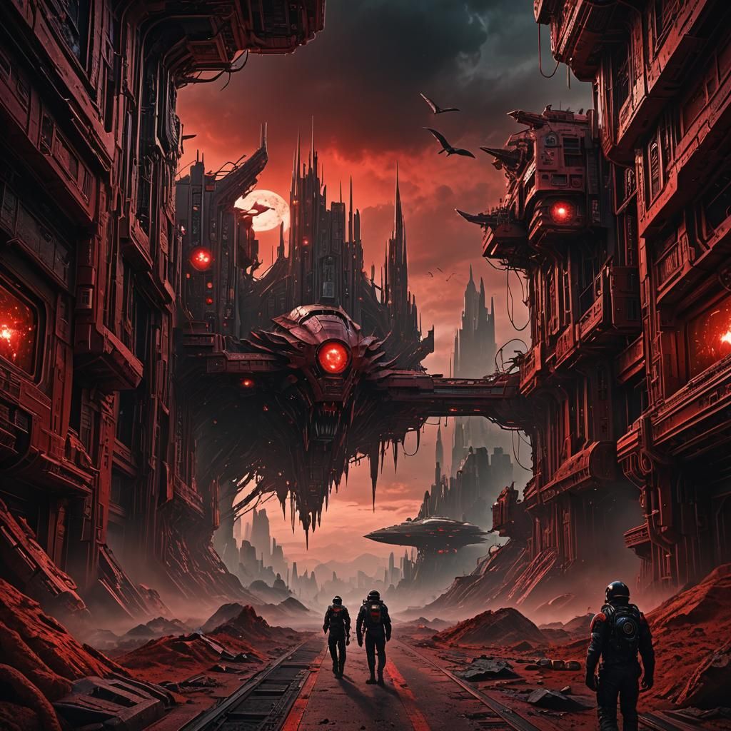 Sci-Fi Horror Anthology Book Cover in Red