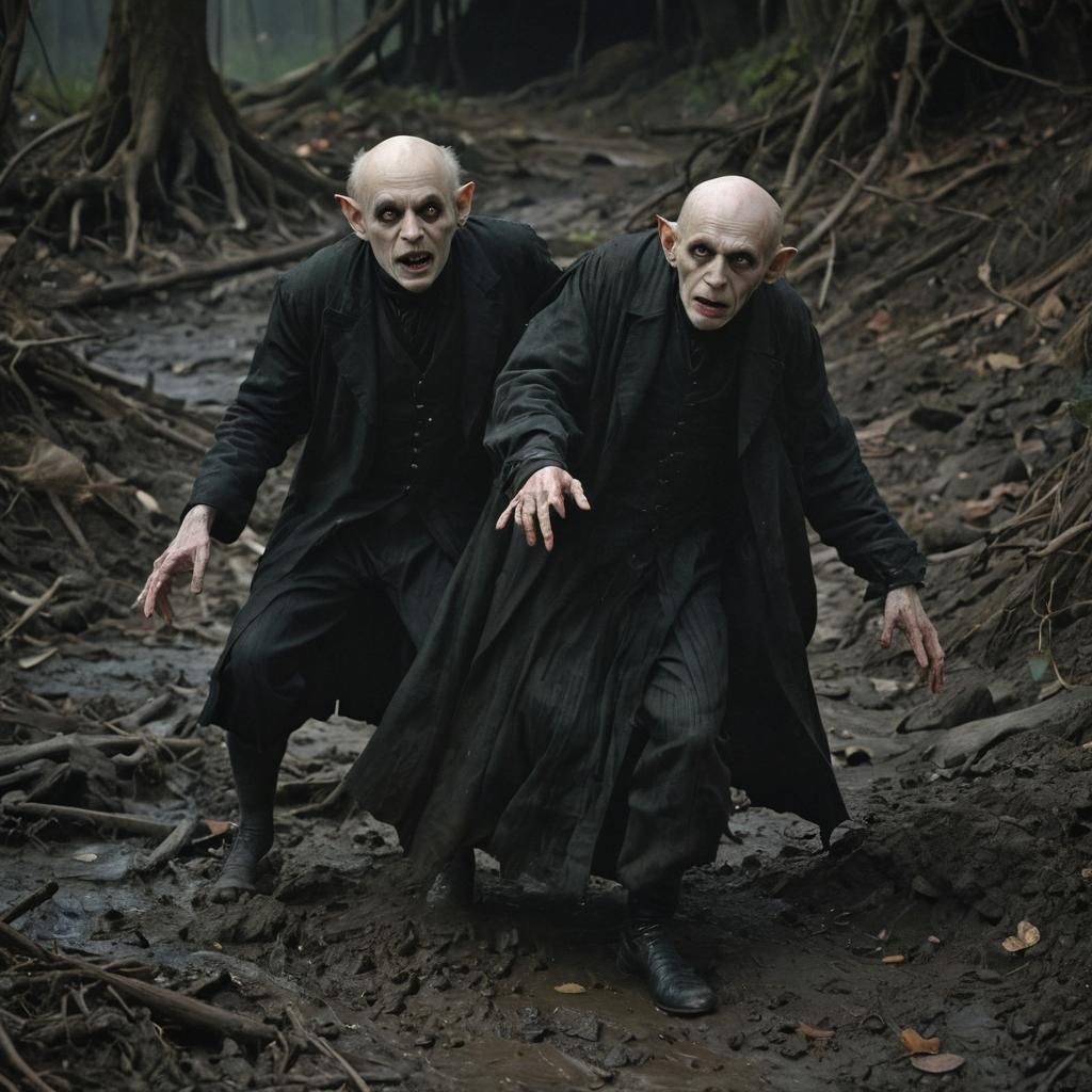 DOUBLE EXPOSURE PORTRAIT. Characteristic of this style, Overlapping image. Blended colour.  Nosferatu The Vampyre Vampir...