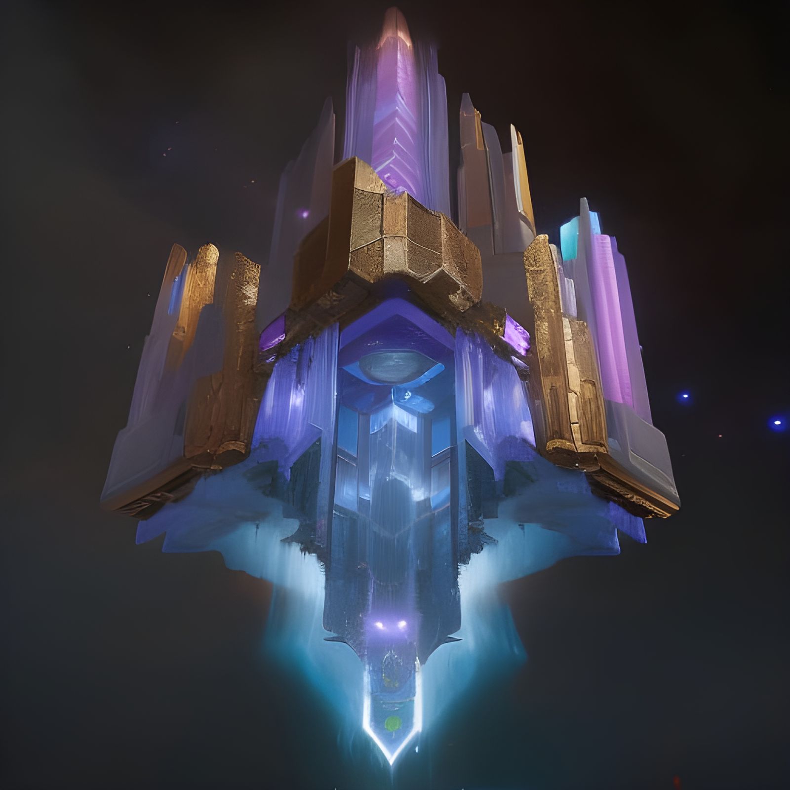 Crystalline City on Lapis Lazuli in Void, 3D Render