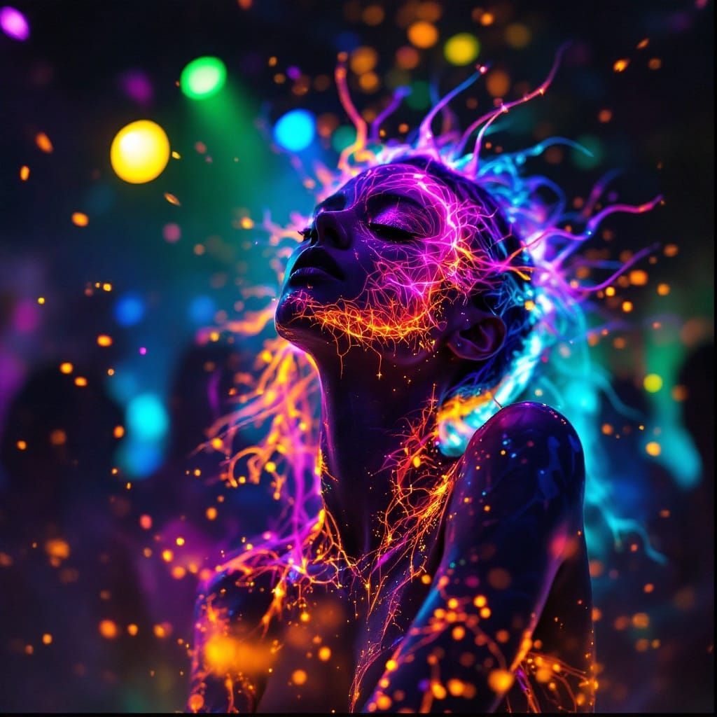 Psychedelic Body Paint Dancer at Trance Party