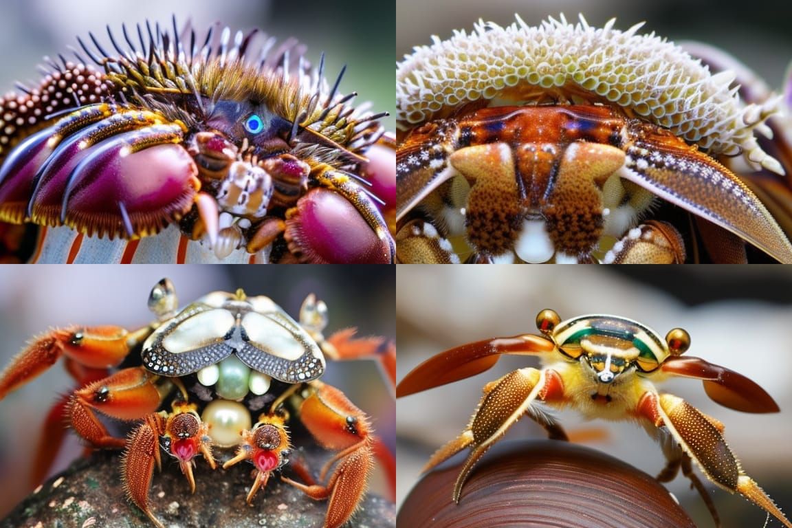 Crab Crown Portrait in Art Nouveau Style