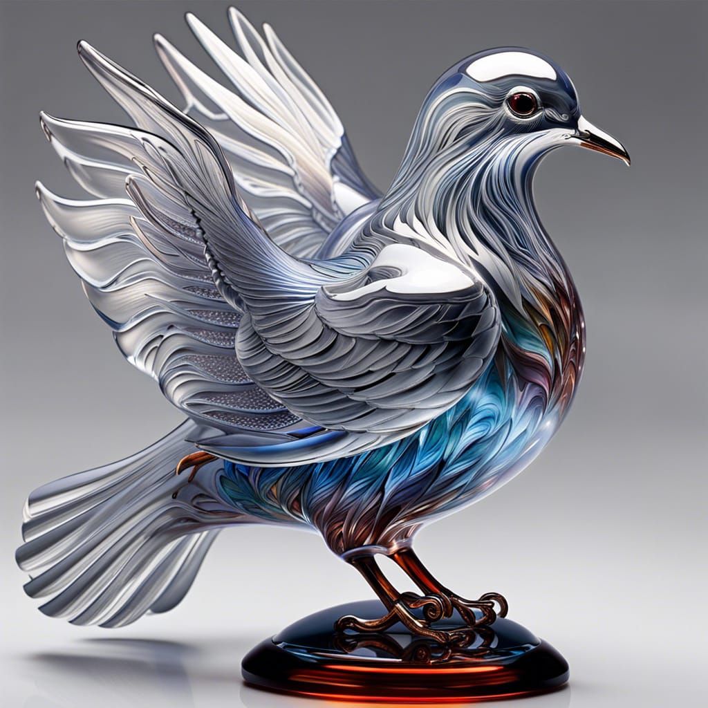 Epic Clear Blown Glass Dove Masterpiece