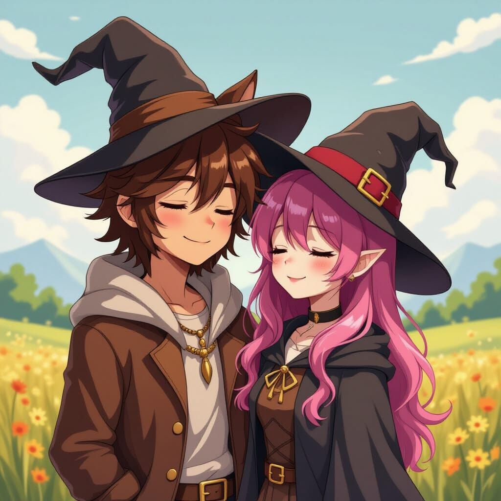 Anime Centaur Boy and Pink-Haired Girl