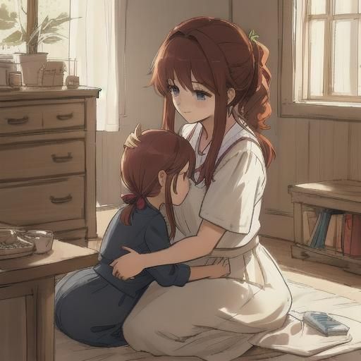 Mother and Daughter Playing: Base Sketch